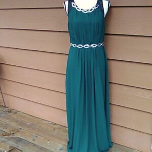 Evergreen  Beaded Evening Gown Hollywood Ethereal